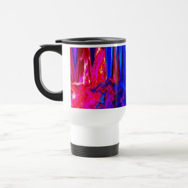 Glitch Rot und Blau Reisebecher (Links)