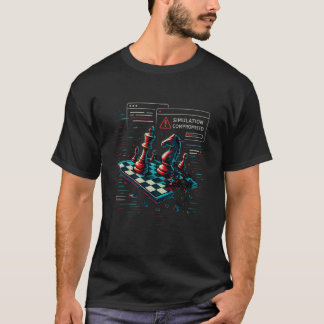 Glitch-Schachbrett-Simulation beeinträchtigte Kuns T-Shirt