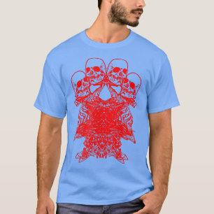Glitch Skeleton Muster Trippy EBoy EGirl Punk Red T-Shirt