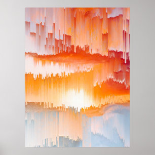 Glitch Sonnenuntergang Himmel Abstrakte Kunst Poster