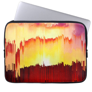 Glitch-Sonnenuntergangs-Himmel Abstrakt Kunst Laptopschutzhülle