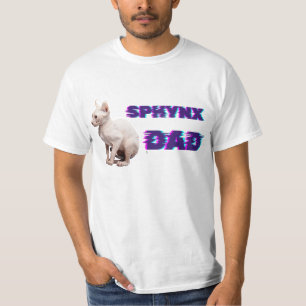 Glitch Sphynx Papa Cyberpunk haarloser Katzenliebh T-Shirt