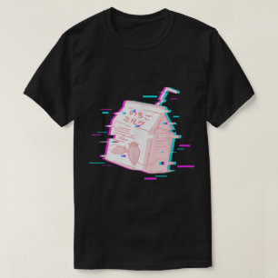 Glitch Strawberry Milk Ästhetik Kunst T-Shirt