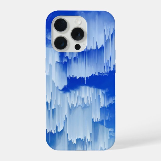 Glitch Sunset Landscape Decor iPhone 15 Pro Hülle (Rückseite)