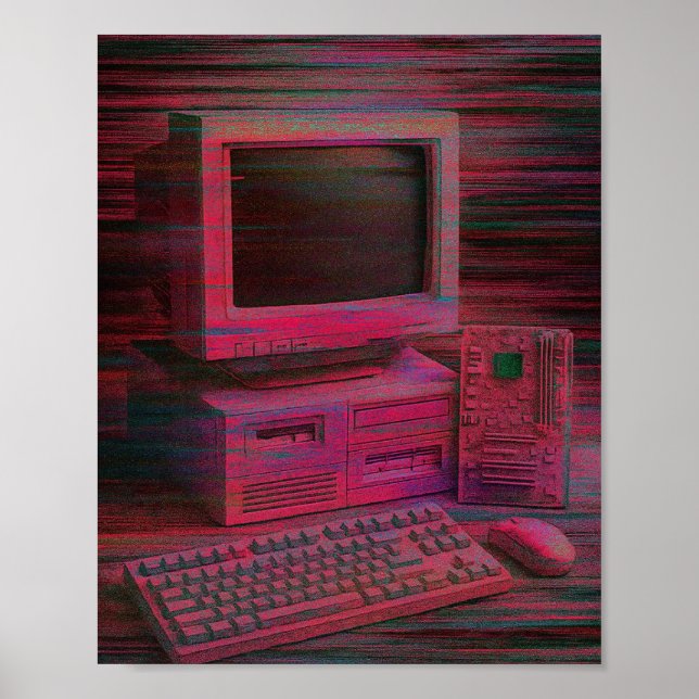 Glitch-Terminal | Vaporwave-Techcore-Plakat Poster (Vorne)