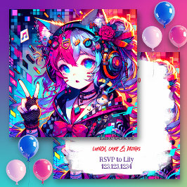Glitchcore Colorful Anime Artwork Geburtstag Einladung