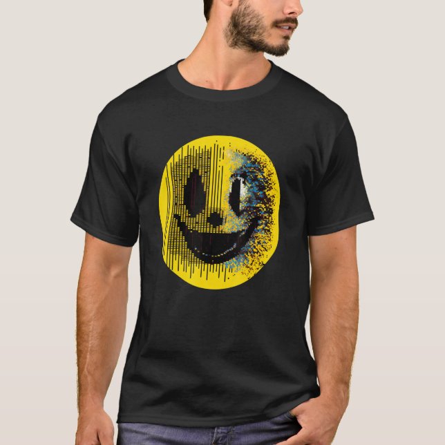 Glitchcore Digital Face Algorithmic Digital Art T-Shirt (Vorderseite)