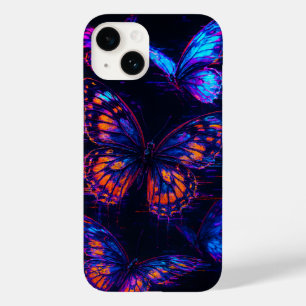 Glitched Neon Butterflies Hologram iPhone Case