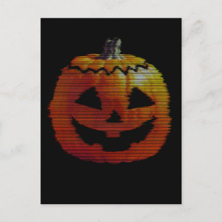 Glitchy TV Pumpkin Feiertagspostkarte
