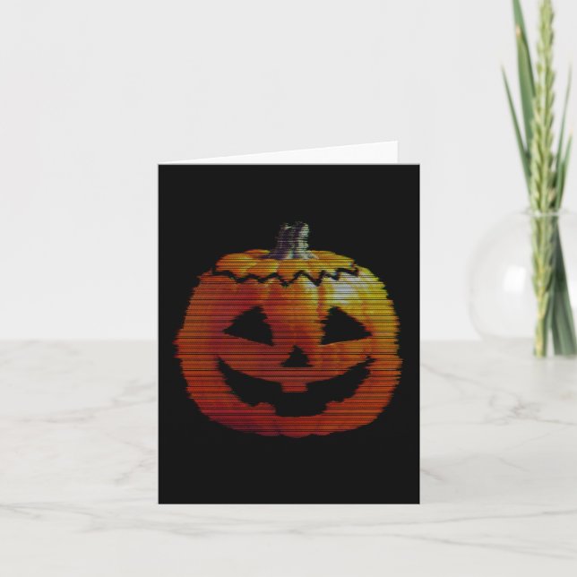 Glitchy TV Pumpkin Karte (Vorderseite)