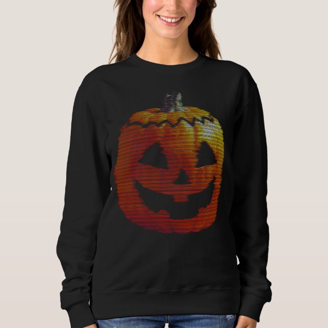 Glitchy TV Pumpkin Sweatshirt (Vorderseite)