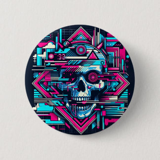 Glitout Skull Cyberpunk Button