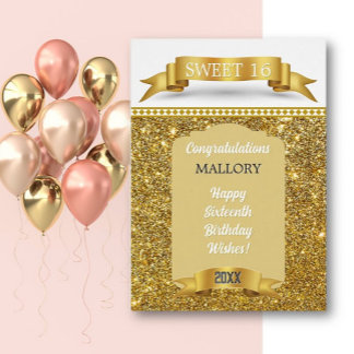 Glitsy! Personalized Sweet 16 Birthday Card