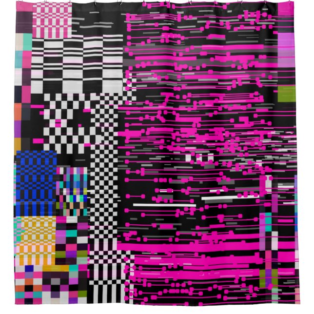 Glitted Retro VHS Bildschirm mit Flickern und gebr Duschvorhang (Vorderseite)