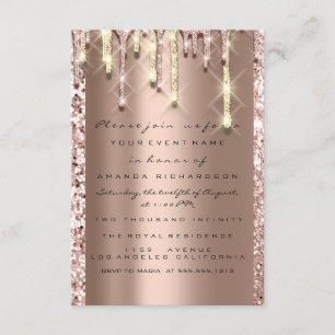 Glitter 3D-Tropfen Rose Braut-Süß 16 Glänzend Einladung