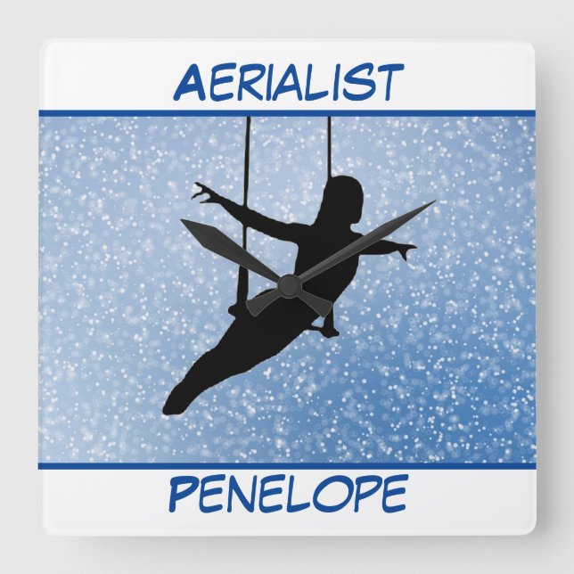 Glitter Aerialist Quadratische Wanduhr (Vorderseite)