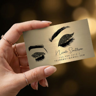 Glitter Augen gebürstetes Metall Visagist Gold Visitenkarte