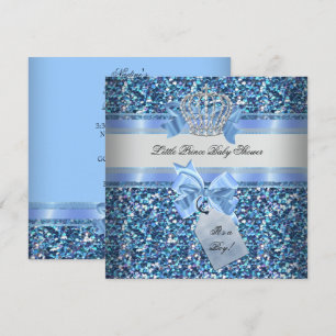 Glitter-Baby-Party Junge Blau Kleiner Prinz Krone Einladung
