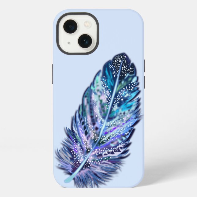 Glitter Blau Feder iPhone-Hülle iPhone Hülle (Rückseite)