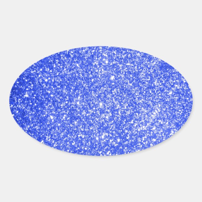 Glitter Blau Ovaler Aufkleber (Vorderseite)