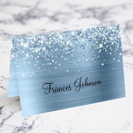 Glitter Bleu clair Nom individuel Cartes de lieu