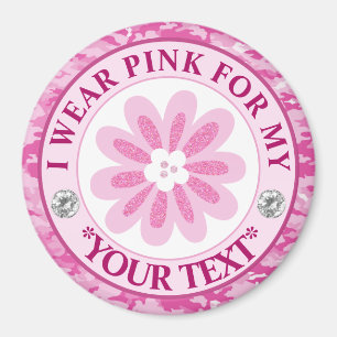 Glitter-Blumen-Brustkrebs-Bewusstseins-Design Magnet