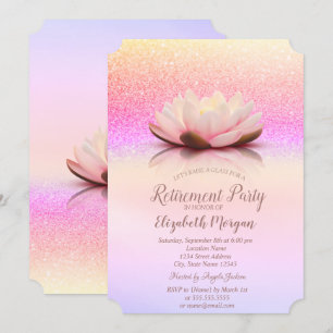 Glitter Bokeh Ombre Lotus Ruhestand Einladung