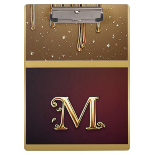 Glitter-Buchstabe M-Monogramm mit tropfender Flüss Klemmbrett