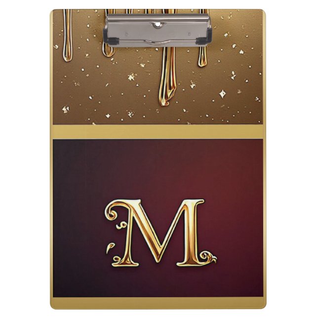 Glitter-Buchstabe M-Monogramm mit tropfender Flüss Klemmbrett (Vorderseite)