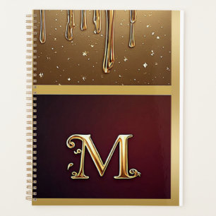 Glitter-Buchstabe M-Monogramm mit tropfender Flüss Planer
