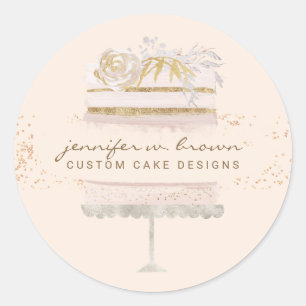 Glitter Cake Bäckerei Konditorei Creme Runder Aufkleber