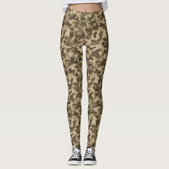 Glitter Camo Pattern – Sparkling Military-Inspired Leggings (Vorderseite)