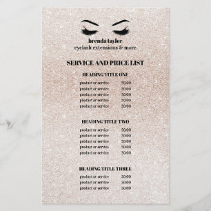 Glitter Champagner Rosa WIMPERNSALON-SERVICE-LISTE Flyer