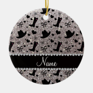 Glitter-Cowboystiefelhüte des individuellen Namen Keramik Ornament