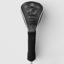 Glitter Crown Monogram Black Golf Headcover