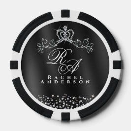 Glitter Crown Monogram Black Pokerchips