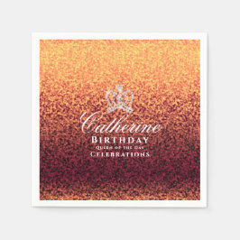 Glitter Crown Red Gold Serviette