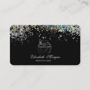 Glitter-Cupcake Bunter Konfetti, Schwarz  Visitenkarte