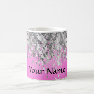 Glitter des heißen Rosas und des Imitats Kaffeetasse