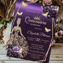 Glitter Dress,Butterfly Violet Roses Quinceañera