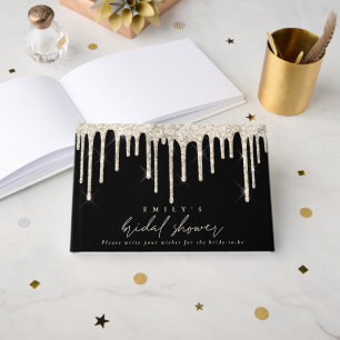 Glitter-Drip-Cream-Schriftzug-Junggesellinnenabsch Gästebuch