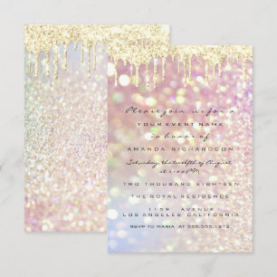Glitter Drips Rose Gold  Braut Sweet 16 Lux Einladung