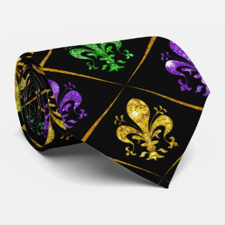 Glitter Fleur de Lis Diamant Mardi Gras Krawatte