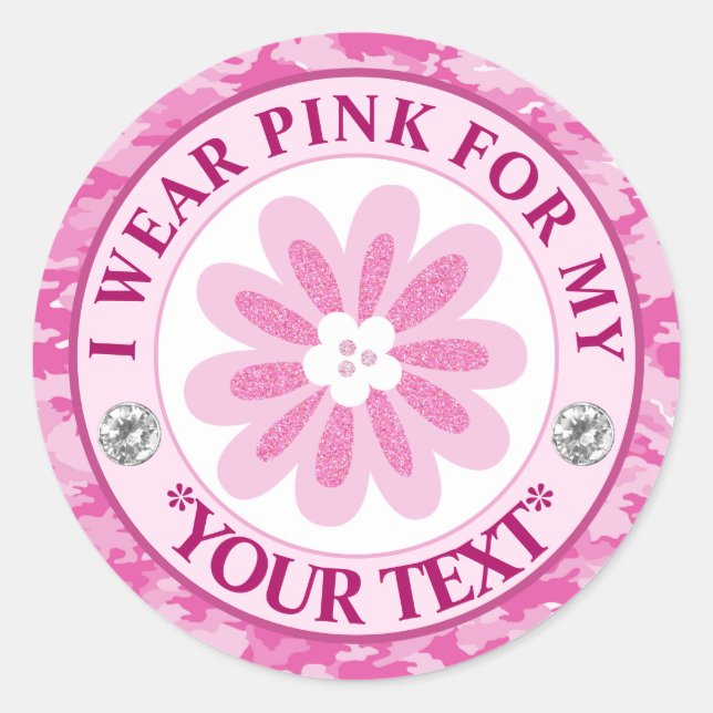 Glitter Flower Breast Cancer Awareness Design Runder Aufkleber (Vorderseite)