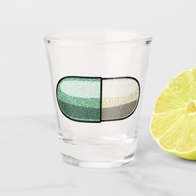 Glitter Fluoxetin Schnapsglas (Vorderseite)