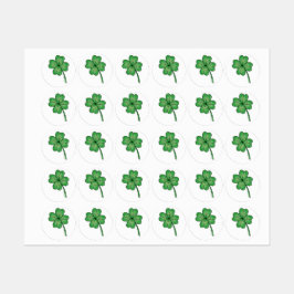 Glitter Four Leaf Clover Etiketten