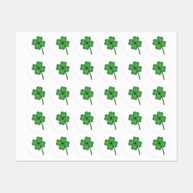 Glitter Four Leaf Clover Etiketten (Blatt)