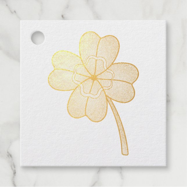 Glitter Four Leaf Clover Geschenkanhänger (Vorderseite)