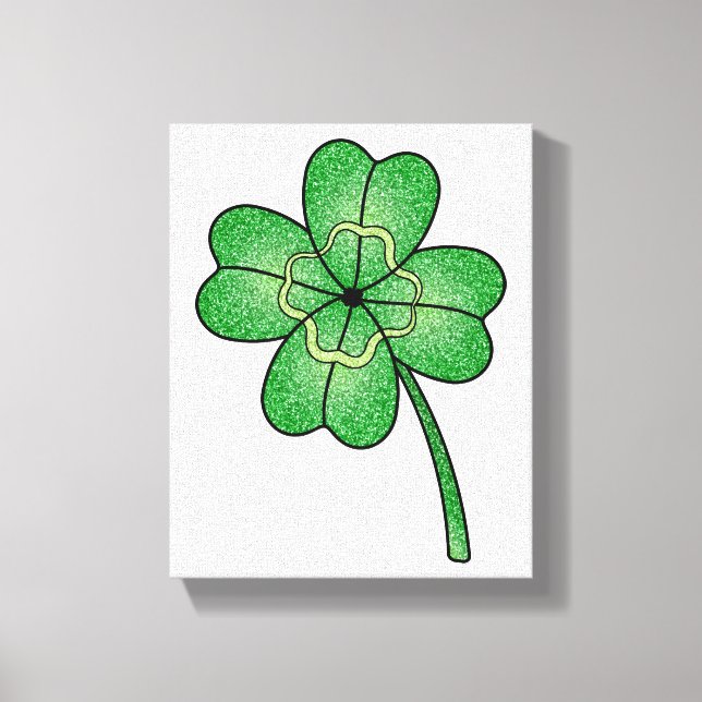 Glitter Four Leaf Clover Leinwanddruck (Vorderseite)
