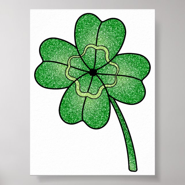 Glitter Four Leaf Clover Poster (Vorne)